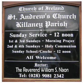 Notice Board at St. Andrew’s Church, Killaney Parish.