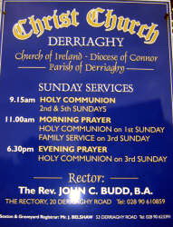 Notice Board at Christ Church, Derriaghy.