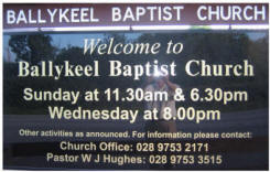 Ballykeel Baptist Church Notice Board.