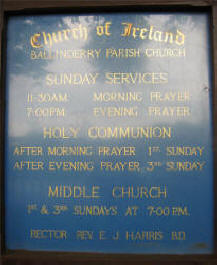 Ballinderry Parish Church Notice Board.
