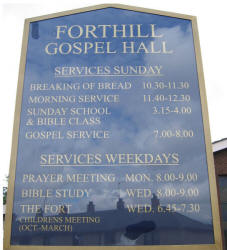 Notice Board at Forthill Gospel Hall, Lisburn.