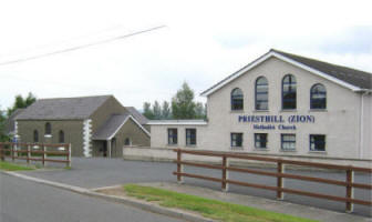 Priesthill (Zion) Methodist Church (left) and Church Hall.