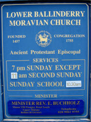 Notice Board at Ballinderry Moravian Church.