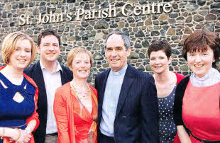 Claire West, Dennis Christie, people's church warden; Joan and Archdeacon Roderic West, Melissa Cunningham, rector's church warden; and Rev Joanne Megarrell, curate assistant, at a farewell event at St John's Parish Centre, Moira, for Archdeacon West who is moving to a new church. US1712-501cd