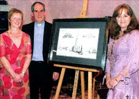 Mrs Joan West, Archdeacon Roderic West and artist Janice Lightowler