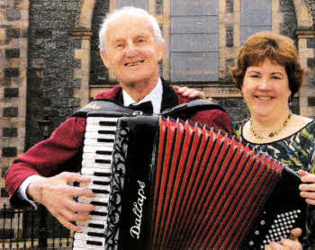 Ballies Mills member Ivor Kane and fundraising team member Hilary Milligan promoting the Variety Concert to be held in Railway Street Presbyterian Church on Thursday March 22.