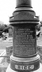 The memorial at Lisburn Cemetery erected to the memory of Mercer Rice former station master at Lisburn.