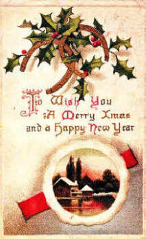 A Christmas Postcard with a Carrick-on-Shannon post mark on rear dated, December 24th 1909. It had been sent to the Harte family - Bernard and Margaret, who resided at Grange, County Sligo