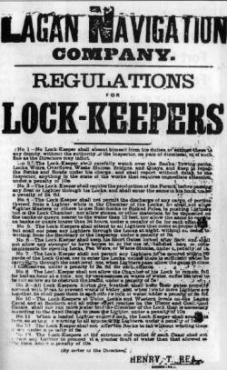 A copy of the regulations for the Lock Keepers on the River Lagan.