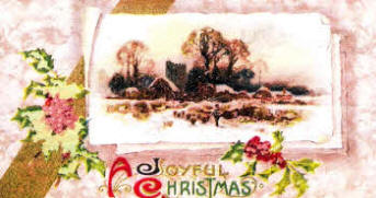 A Christmas Postcard bearing the postmark - Bath - 25th December 1910 wishing the recipient 'A Joyful Christmas.'