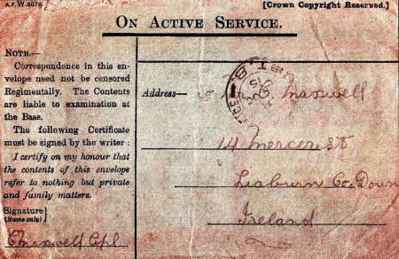 An envelope from World War One