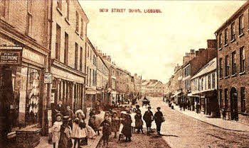 A postcard showing Bow Street, Lisburn in the late 19th or early 2Oth century