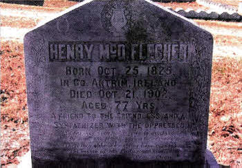 The grave of 'a son of Killultagh' - Henry McDonald Flecher located at Knights of Honor Cemetery, Blossom, Lamar County, Texas.