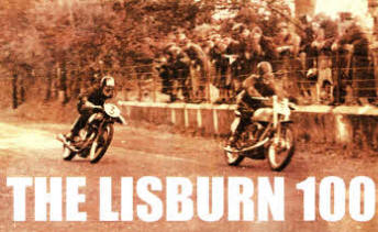 A rare picture capturing two motorcyclists competing in the Lisburn 100 in 1945. Below the picture two names had been penciled in - Artie Bell (left) and E.W. Miller (right)
