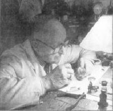 Mr. James Leslie Boyle working on a watch. Picture courtesy of Rev. Dr. Gordon Gray. US42-712SP