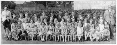Maze Primary School pupils in the late fifties with Stanley Burns and teacher Annette Blair