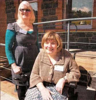 Adapt NI volunteers Rosaleen Dempsey from Aghadowey and Zelda Mussen from Lisburn at the launch of the revamped website Access 400 which provides information on disabled access to many of Northern Ireland's top arts, cultural and heritage venues.