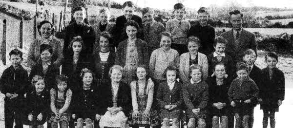 Pupils and staff of of Ballykeel Ednagonnell Primary School in Anahilt in 1962.