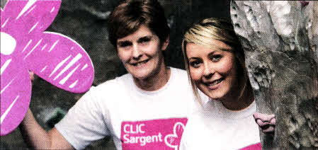Lisburn woman Anne Mageean, Health and Safety Officer at Helm Housing and Gemma McCallan, CLIC Sargent launched the charity partnership with a training session at the Queens PEC climbing wall.