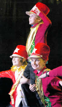 L-R: Jack Knox, Louis Maguire and Ben Priestly, (on top) from Community Circus Lisburn