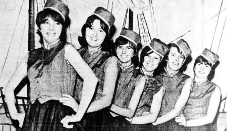 Cregagh Panto Players on stage at St Hilda's Church Hall in Dunmurry in January 1966.