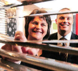 Enterprise Minister Arlene Foster with Stuart Dickson, Managing Director of Decora. Picture: Michael Cooper