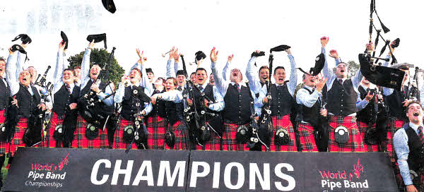 Field Marshal Montgomery Pipe Band celebrate their win in Glasgow