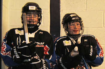 Jamie from Dundonald, and David from Dundalk pictured together at an ice hockey camp last year. They established their friendship a number of years ago when they first met on the ice when they joined the Junior Belfast Giants. They are looking forward to the 'Belfast Giants Vs Wee Giants' fundraising event at Dundonald International Ice Bowl on Sunday 22nd January, 2012.
