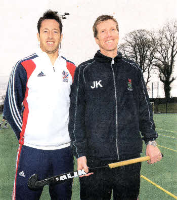 Jimmy Kirkwood with lain Lewers, the Belfast man who represented Team GB in hockey at London 2012. Pic by Presseye.