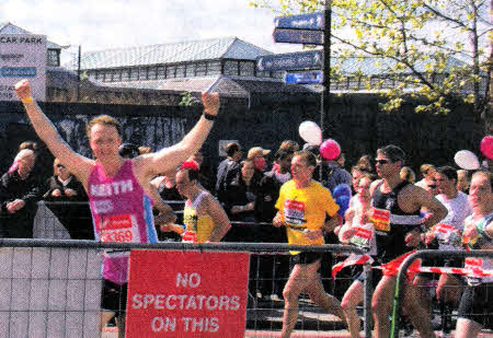 The Lisburn man during the London Marathon.