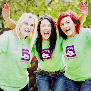 Rhoda Walker, Michelle Laverty and Gillian McAllister getting ready for a sky dive on April 28 to help raise funds for Asthma UK NI. US1612-521cd Picture: Cliff Donaldson