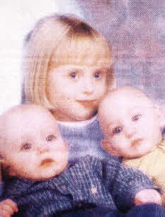 Baby Brendan (far right) with Sophie and twin brother Lewis