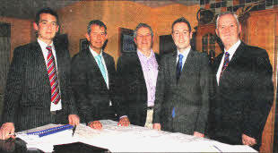 Peter Cleland (Projects Manager Arborhill Ltd), Edwin Poots (Health Minister), William Shannon (Architect), Paul Givan (MLA), Ken Cleland (Managing Director Arborhlll Ltd)