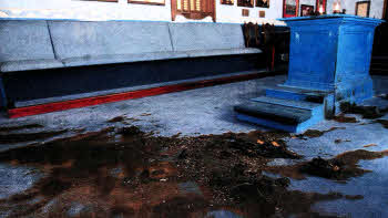 The remains of the fire in the Masonic Hall at Blaris Road