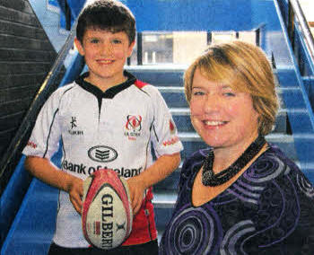 Wallace Preparatory pupil Matthew Thompson who led the Ulster rugby team out at Twickenham chats to Wallace principal Deborah O'Hare.