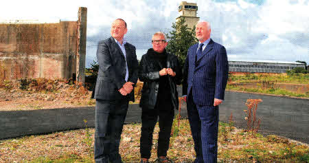 Architect Daniel Libeskind with Martin Hare from McAdam Design and Chairman of the Maze/Long Kesh Development Corporation Terence Brannigan
