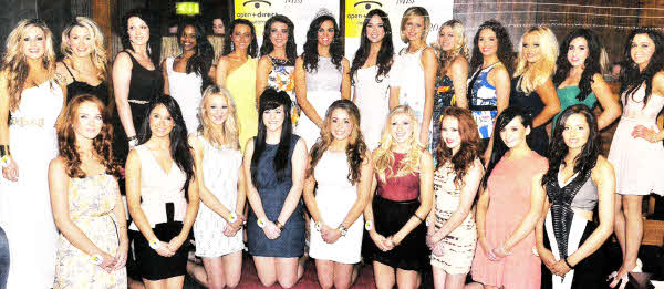 The contestants for Miss NI in the Cardan bar in Lisburn US1812-402PM Pic by Paul Murphy