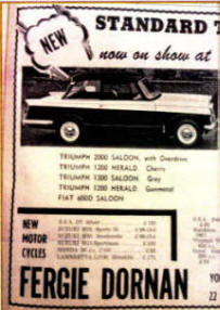 Fancy that...a new Triumph 2000 with overdrive! This was big news for the Fergie Dornan garage in Lisburn in 1966.