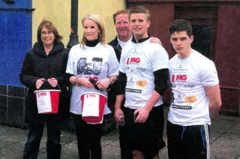 Liverpool legend Ronnie Whelan with, from left, Linda Beattie (MG Sufferer), Jan Beaumont (MGA NI Regional Organiser), Brian Ormond and Rory Keating.