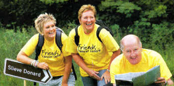 Friends of the Cancer Centre's Chairman Gordon McKeown is pictured taking Sarah Lynas (left) and her mum, Lynne through the route of the Slieve Donard Challenge, ahead of the charity's event this year on Saturday September 8. 