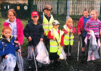 Children took part in a litter picking exercise on the mountain