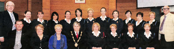 Councillor Brian Heading with leaders of St Paul's Girls' Brigade.