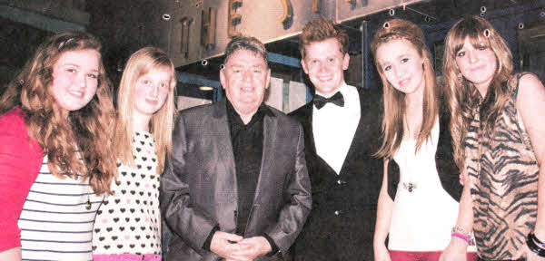 Local girls, Laura Wight, Zoe Walker, Rebecca McComb and Sophie Farr, aka 4Tune, with Strand Director Ronnie Rutherford and Children's BBC Presenter Ande Gray.