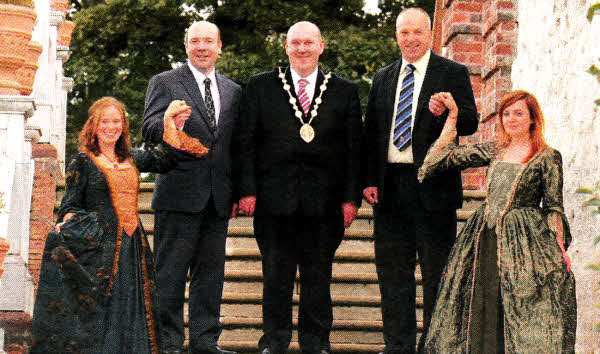 Promoting European Heritage weekend at the restored Castle Gardens in Lisburn City, one of the historical sites featured in the European Heritage Guide, are (I-r) Angela Kerr, Irish Linen Centre and Lisburn Museum; Councillor Paul Stewart, Vice-Chairman of the Planning Committee, Lisburn City Council; the Mayor, Alderman William Leathem; Alderman James Tinsley, Chairman of the Planning Committee at Lisburn City Council and Gillian Topping, Irish Linen Centre and Lisburn Museum.