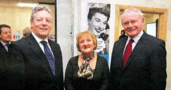 Rosemary Gardiner with the First Minister Peter Robinson and Deputy First Minister Martin McGuinness .