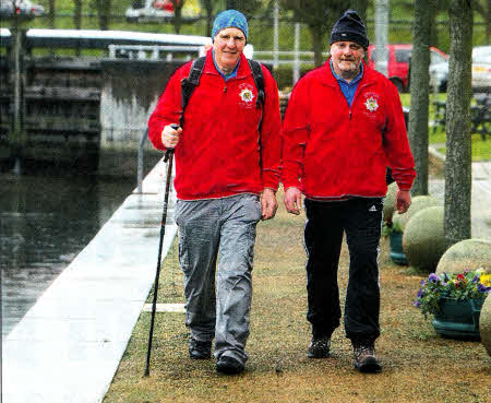 Bert Smith and Geordie Spence who are walking from Dublin to Belfast to raise funds for the Irish Guards Appeal Fund. US0812.101A0
