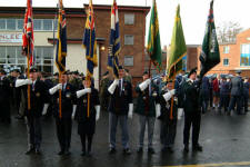  Standard Bearers and Harry McCorry (right) prepare to lead the parade.