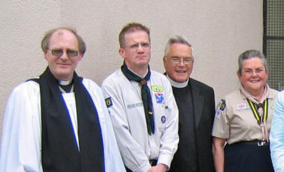 Lisburn and District Scouts Commissioners L to R:  The Rev. George Irwin - District Chaplin, Noel Irwin - District Commissioner, the Rev. Jack Richardson - District President and Jessica Kidd - District Chairperson.