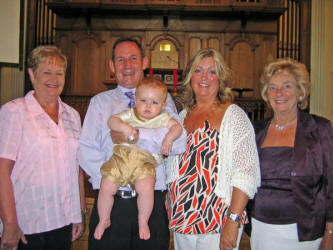 Paul and Adine McKeown pictured at the Dedication of their infant son Reece at a service in Railway Street Presbyterian Church last Sunday morning (30th July).  Included in the picture are grandmothers Joan McKeown (left) and Rita Boyle (right).