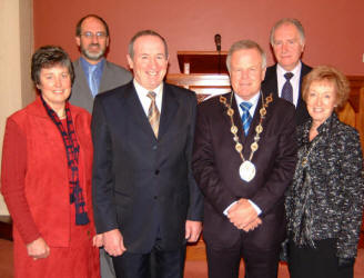 Pictured at morning worship in Lisburn Reformed Presbyterian Church last Sunday (19th November) is L to R:  (front) Mrs Sandra McCollum, the Rev Professor Robert McCollum, the Mayor - Councillor Trevor Lunn and the Mayoress - Mrs Laureen Lunn.  (back row David Currie and Mervyn Green.
